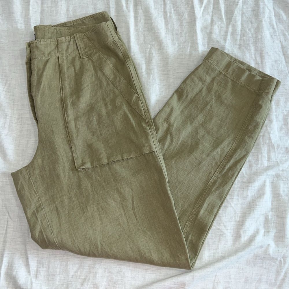 J. Crew Women's Linen Seaside Cargo Pant Straight Leg Utility Casual Size 6 Tall - Picture 10 of 11